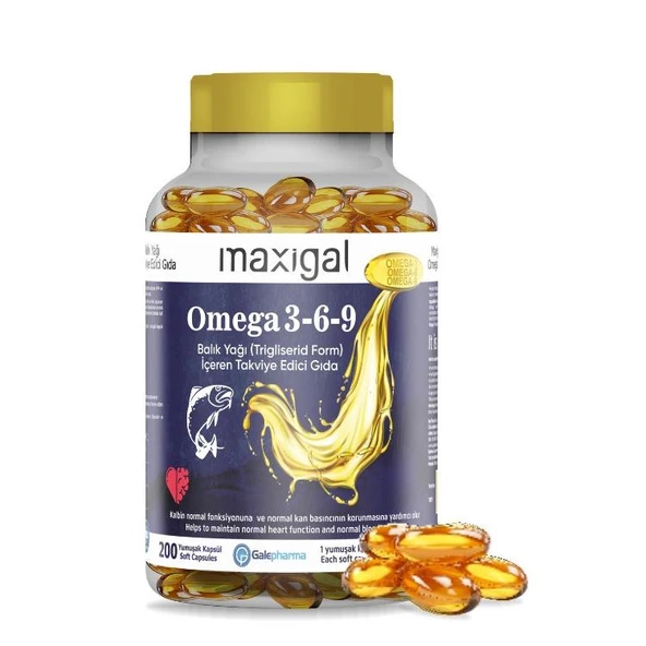 Maxigal Omega 3,6,9 Balık Yağı ( Trigliserid Form) 200 Kapsül ürün görseli 1