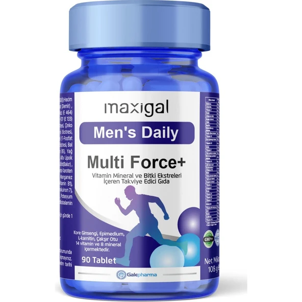Maxigal Men's Daily Multi Force Vitamin Mineral 90 Tablet ürün görseli 1
