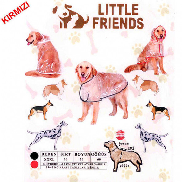 Little Friends Büyük Irk Şeffaf Yağmurluk Kırmızı XXXL ürün görseli 1