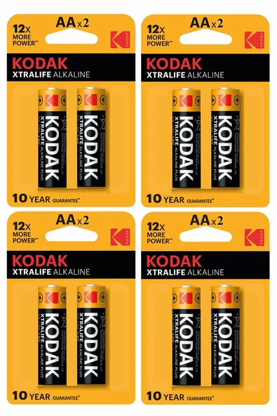 Xtralife Alkalin Kalem Pil AA 8 Adet Kodak Kaliteli Uzun Ömürlü 1.5 V Kalem Pil Orjinal Kumanda Fener Saat Cihazlar ürün görseli 1