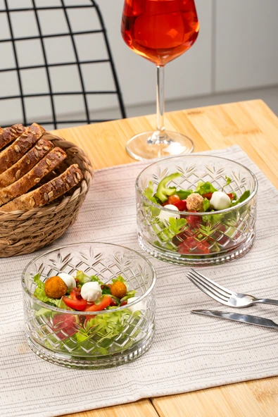 Porsima 2 Li Kristal Cam Çerezlik Sunumluk Kase Seti 400 Ml ürün görseli 1