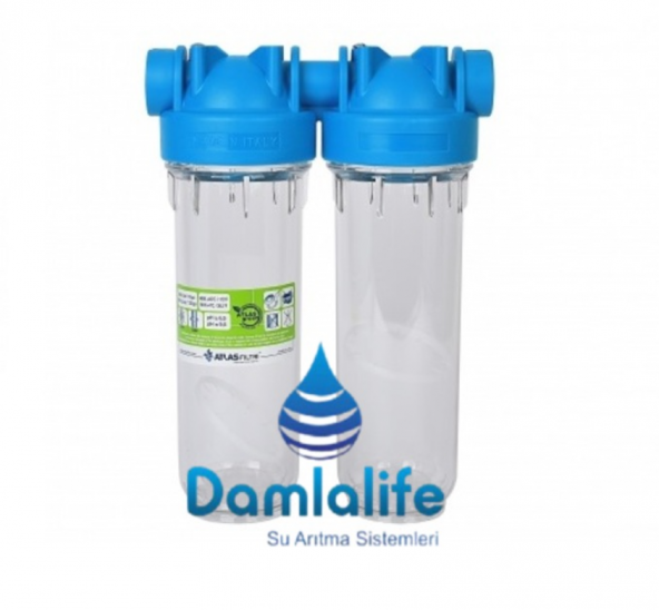 Damlalife Atlas 10"inç  Housing 2 Li Boş Filtre Kabı Bina Girişi ve Kuyu Suyu ürün görseli 1