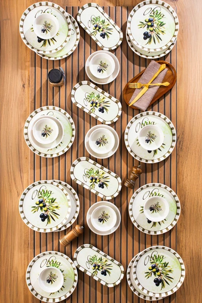 Perotti Olives 28 Parça Kahvaltı Seti 12 Kişilik Kahvaltı Takımı ürün görseli 1