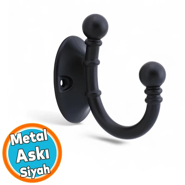 Vestiyer Dolap Askılık Askılığı Duvar Banyo Mutfak Elbise Kıyafet Çanta Askısı Askı Siyah ürün görseli 1
