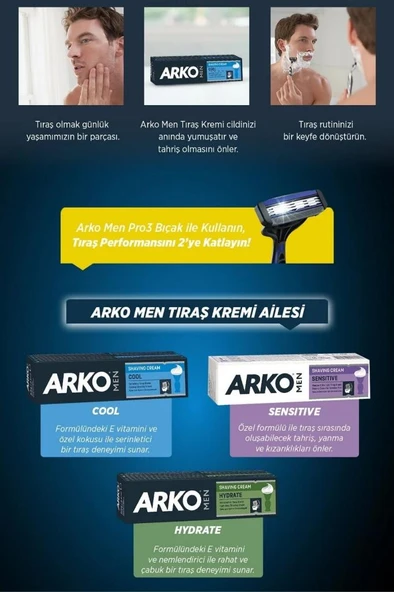 Arko Men Tıraş Kremi 90 Gr Cool - Resim 3