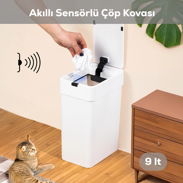 Porsima Me-06 Hareket Sensörlü 9lt Sessiz Banyo Mutfak Çöp Kovası ürün görseli 1