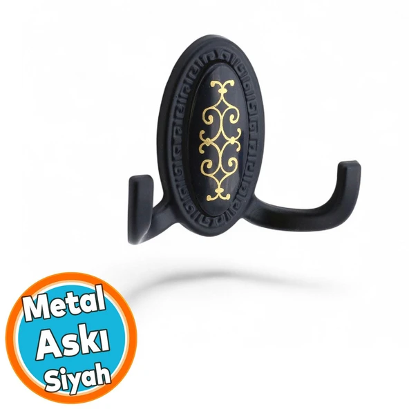 Dolap Askılık Askılığı Duvar Vestiyer Banyo Mutfak Elbise Kıyafet Çanta Askısı Askı Siyah ürün görseli 1
