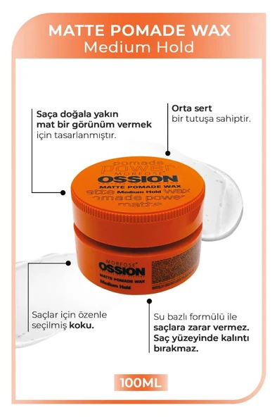 Ossion Wax 100 Ml Matte Pomade - Resim 4