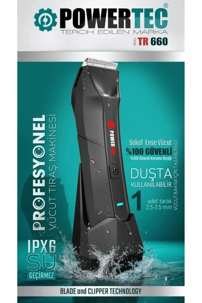 Powertec Tr-660 Islak & Kuru Tüm Vücut Tıraş Makinesi Ipx6 Type- ürün görseli 1