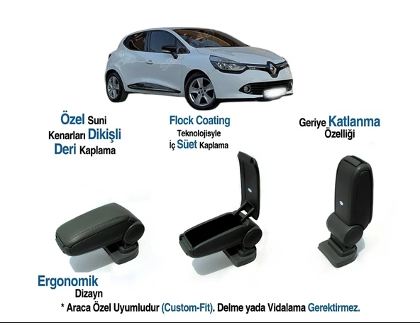 CLIO LHD MK4 ARACA ÖZEL KOL DAYAMA VİDASIZ KOLÇAK 2013 2014 2015 2016 2017 2018 2019 2020 ürün görseli 1