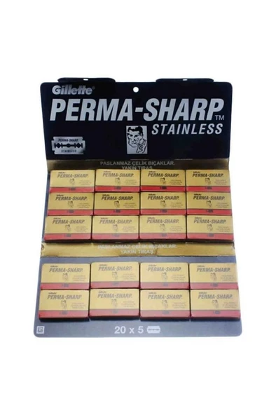 Gillette Permasharp Stainless Yaprak Tam Jilet 100'lü 20x5 ürün görseli 1