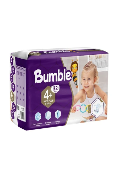 Bumble Maxi Plus Bebek Bezi 4 Beden 9-16 Kg 32 Adet ürün görseli 1