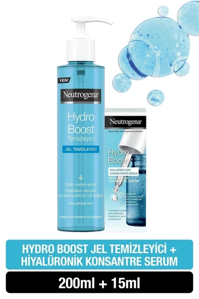 Neutrogena Hydro Boost Jel Temizleyici 200 Ml + Hydro Bost Hiyalüronik Asit Konsantre Serum 15 Ml ürün görseli 1
