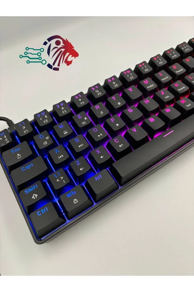 silabor T60 Siyah Renk Mavi Switch RGB Mekanik Kablolu Driverli Oyuncu Klavyesi T60 Mini Türkçe Q Klavye ürün görseli 1