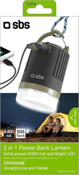 OUTLET SBS Outdoor Waterproof Led Fenerli Taşınabilir Şarj Cihazı 8800 mAh (OUTLET) ürün görseli 1