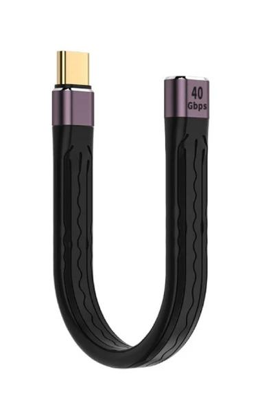 silabor Type-C To Type-C Dişi Kablo 40 GBPS USB Type Kablosu 240W Pd Hızlı Şarj Kablosu - Siyah C-13 10 Cm ürün görseli 1