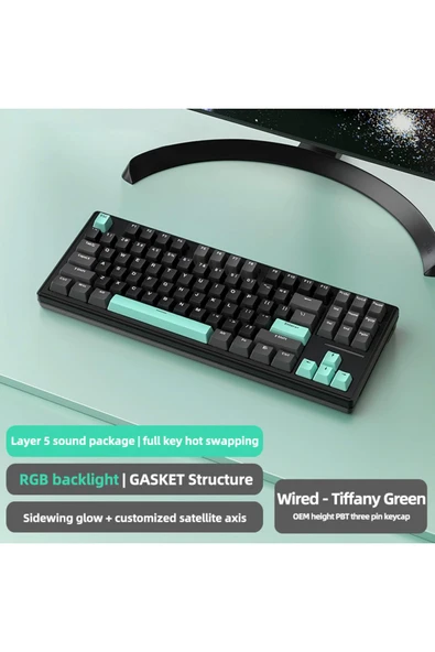 silabor ATTACK SHARK M87 RGB Kablosuz Şarjlı Üçlü Mod 4000mAh PBT Mekanik Klavye Mac ve Win Uyumlu ürün görseli 1