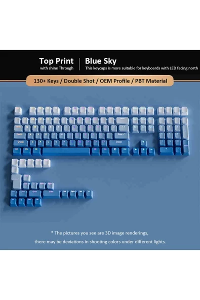 silabor GRADİENT Yan Baskı Klavye Tuşları Çift PBT Klavye Tuşları 130 key Kiraz MX KEYCAPS Oyun Klavyesi ürün görseli 1