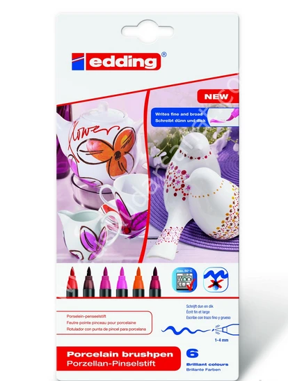 Edding 4200 Sıcak Renkler 6'lı Set Porselen Kalemi ürün görseli 1
