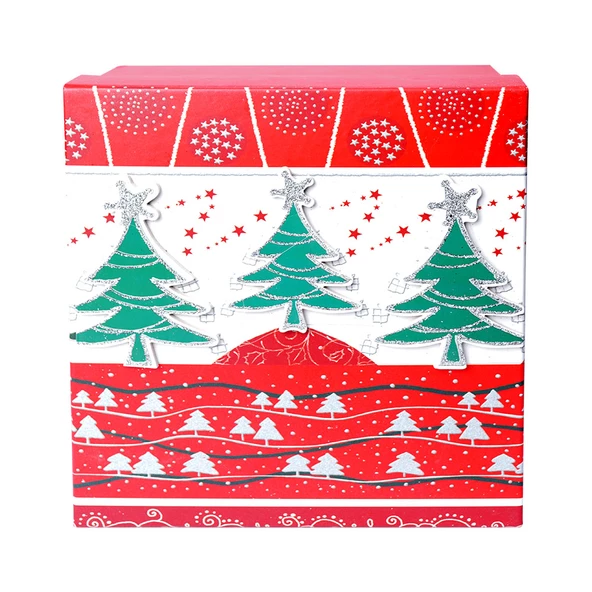Yılbaşı Çam Ağacı Motifli Hediye Kutusu 15x7 cm ürün görseli 1
