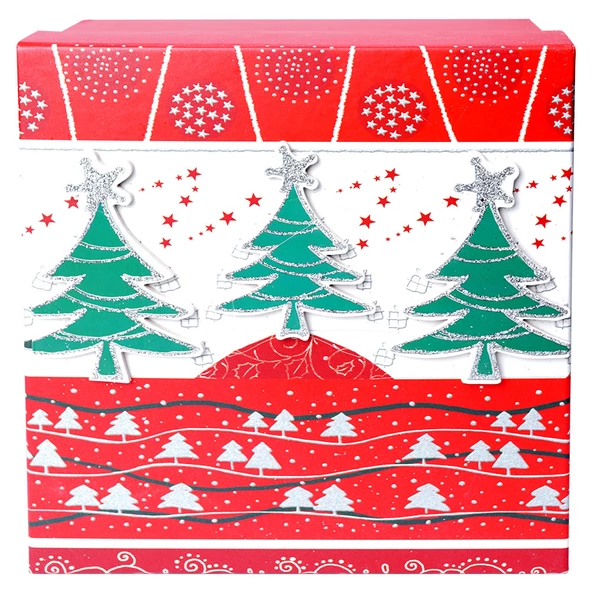 Yılbaşı Çam Ağacı Motifli Hediye Kutusu 19x9 cm ürün görseli 1