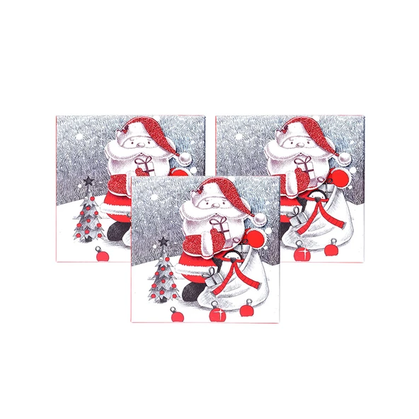 Yılbaşı Noel Baba ve Çam Ağacı Motifli Hediye Kutusu Küçük Set 3'lü ürün görseli 1