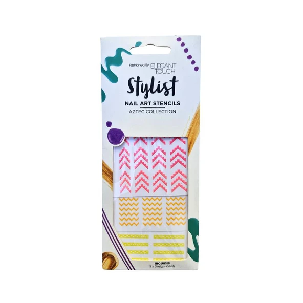Elegant Touch Aztec Tırnak Sticker Seti - 3'lü Renkli Tırnak Süsü ürün görseli 1