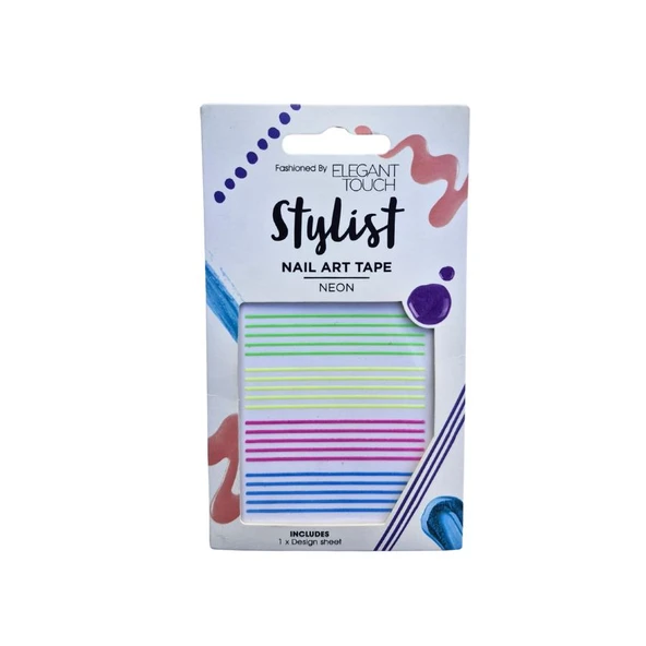 Elegant Touch Neon Tırnak Sticker Seti – Renkli Şerit Bant ürün görseli 1