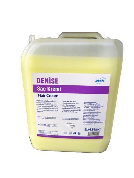 Deniz Saç Kremi Paraben İçermez - Tüm Saç Tiplerine Uygun - 5 Lt. / 4.9 Kg. - Bidon ürün görseli 1