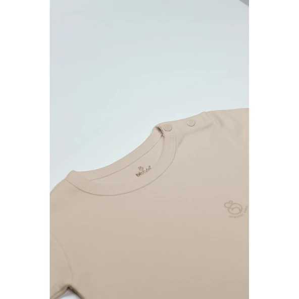 Bistyle Organik Natural Basic Style Yarım Kol Body Bs17103 Bej - Resim 2