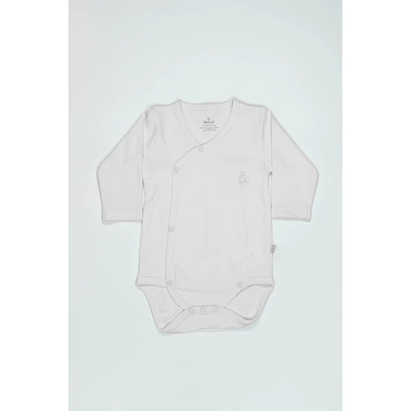 Bistyle Organik Natural Basic Style Kruvaze Uzun Kol Body Bs17102 Beyaz ürün görseli 1