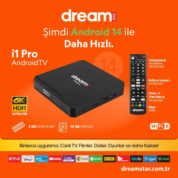 Dreamstar i1 Android Tv Box 2gb Ram 16GB Hafıza Android 14 ürün görseli 1