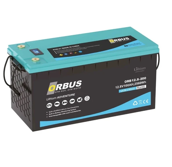 Orbus 12.8 V Volt 200 Ah Amper 2560 Wh Lityum Batarya Lifepo4 Lityum Akü ürün görseli 1