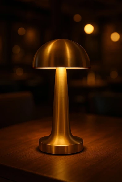 Gold 3 Işık Renkli Şarjlı Edilebilir Masa Lambası Gold Kasa - Şarjlı Gold Mantar Lamba ürün görseli 1