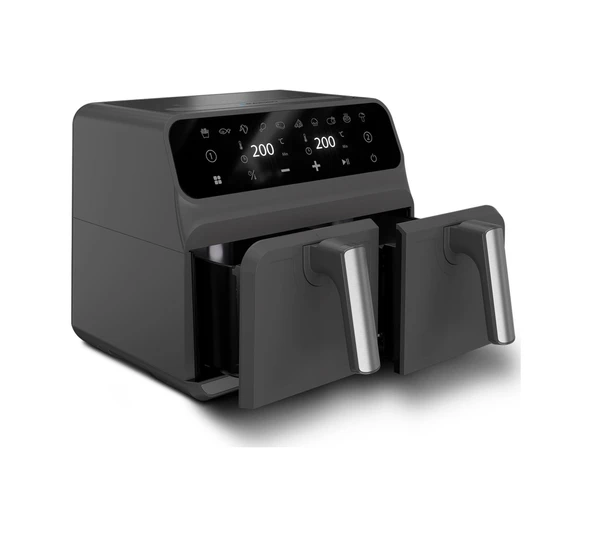 Blaupunkt D7800 Taste Master Çift Hazneli Dokunmatik 4+4 LT Airfryer Fritöz Siyah ürün görseli 1
