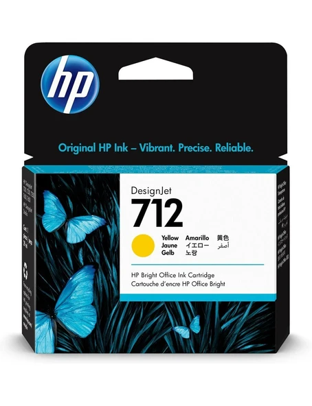 3ED69A HP 712 29 ml Sarı DesignJet Mürekkep Kartuşu ürün görseli 1