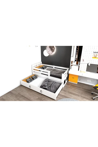 Ninnimo  Yavrulu Mdf Beyaz 90x190 Yatak Uyumlu  Karyola ürün görseli 1