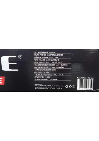 Massive Ms-M8Tx 20 Cm Midrange Hoparlör 400 Wat Maximum Power ÇifT - Resim 3