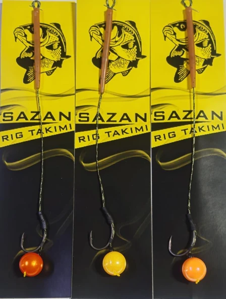 Hazır Yüzen Sazan Rig Takımı Yuvarlak Boncuklu 12 mm 3 lü Paket ürün görseli 1