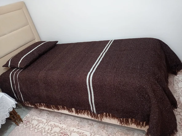 Romanza El Dokuma Tek Kişilik Yatak Örtüsü 160*260 Kahve ürün görseli 1
