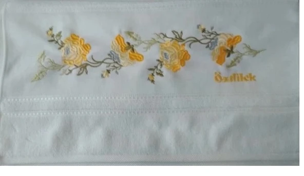 özdilek nakışlı  havlu  50*90 Nergis beyaz ürün görseli 1