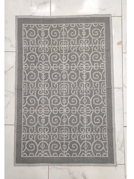 Pamuklu Bukle Lüks Kilim (80x125)-Spiral Gri ürün görseli 1