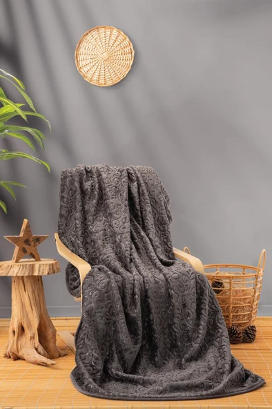 Cotton box Emboss Çift Kişilik Battaniye 220*240 Antrasit ürün görseli 1