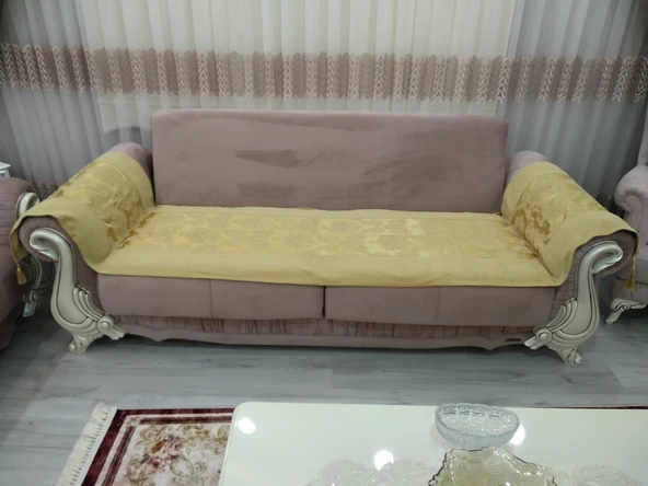 Mandaş Milanyum Koltuk Şalı Oturma Yeri 55*280 Gold ürün görseli 1