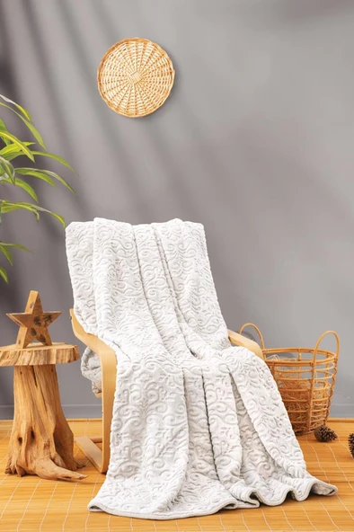 Cotton Box Emboss Çift Kişilik Battaniye 220*240 Krem ürün görseli 1