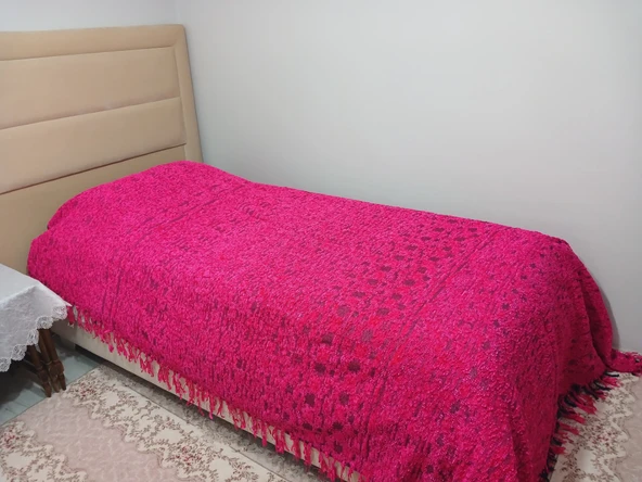 Akıllı ip  El Dokuma Akriilik ip   Tek Kişilik Yatak Örtüsü  (160x240)-fuşya ürün görseli 1