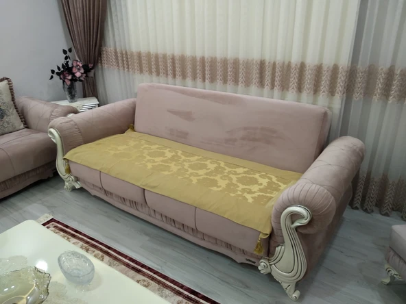 Mandaş Milanyum Koltuk Şalı Oturma Yeri 55*200 Gold ürün görseli 1