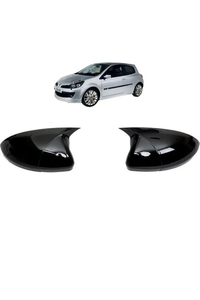 Renault Clio 3 Hb 2006-2009 Uyumlu Batman Parlak Siyah Ayna Kapağı ürün görseli 1