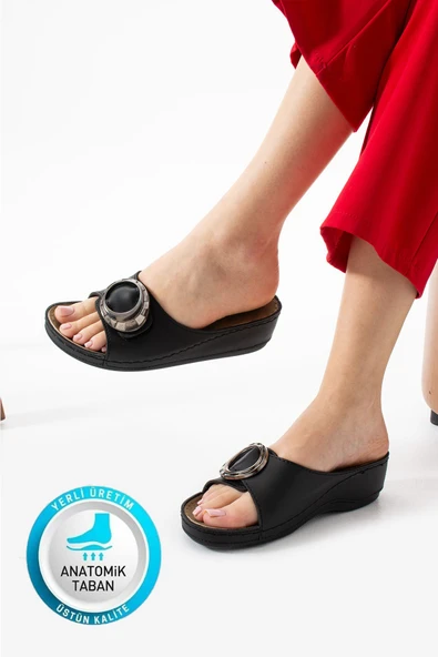 Albishoes Sahra Kadın Tokalı Yumuşak Hafif Rahat Taban Günlük Dışarı Ev Terlik Anatomik Kadın Terlik ürün görseli 1