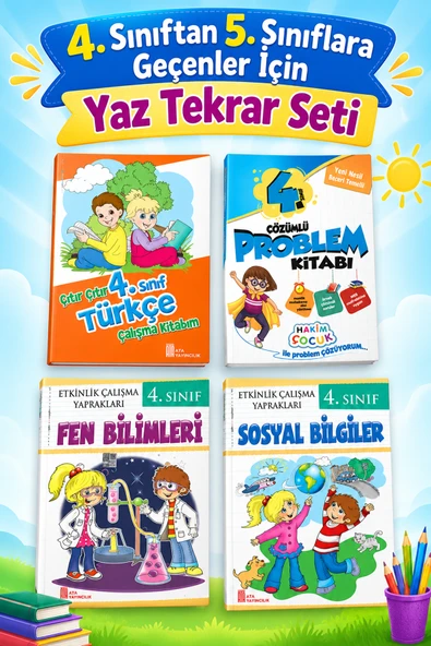 4.Sınıf Türkçe-Fen Bilimleri-Sosyal Bilgiler Etkinlik Çalışma Yaprakları + Problemlerle Matematik ürün görseli 1